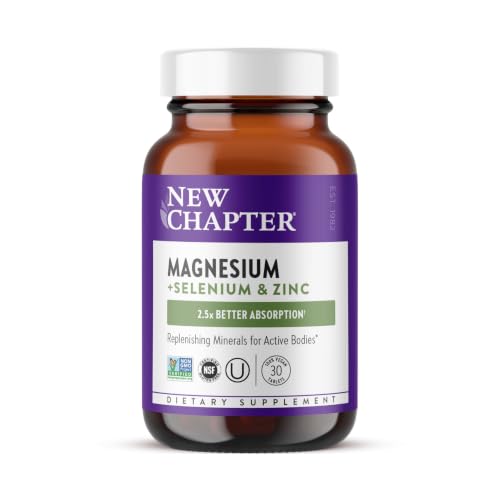 New Chapter Magnesium Glycinate, Selenium & Zinc Supplement, 30 Tablets | Magnesium Glycinate, Supports Muscle and Bone Health with Electrolyte Balance, For Active Bodies, Kosher, Vegan, Gluten Free - image 1