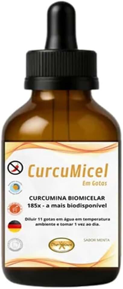 Curcumicel 185x Solução Micelar Em Gotas 20 Ml (Cúrcuma Líquida) Sabor Menta