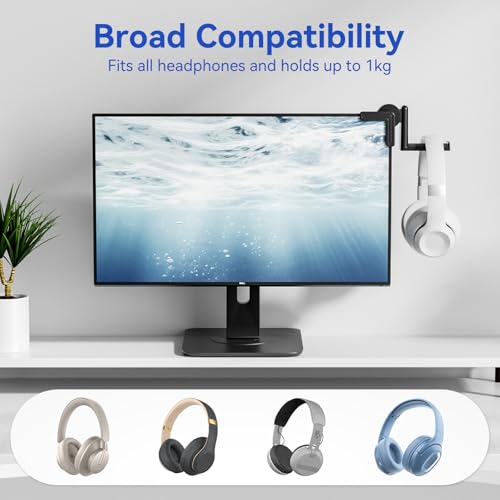 image for KDD Headset Stand for Monitor - Adjustable Headphone Holder with 360 D