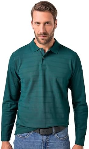 JP 1880 Herren große Größen Übergrößen Menswear L-8XL Langarm-Poloshirt, mit Biobaumwolle, OCS-Zertifiziert tief grün XL 842841759-XL