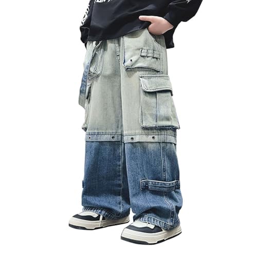 Boys Baggy Jeans Kids Casual Straight Leg Loose Fit Denim Pants with Pockets
