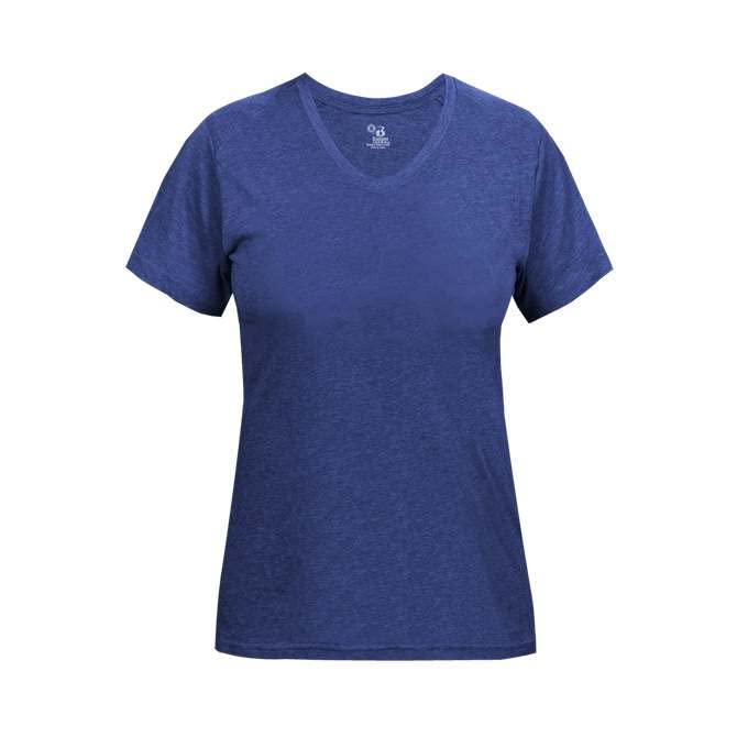 Badger Sports Tri-Blend Ladies' V-Neck Tee Royal Heather Large