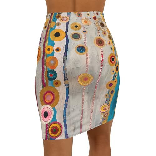 Klimt Abstract Pencil Skirt, Stylish Women's Skirt, Unique Art Fashion, Office Wear, Casual Outfits4