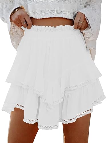 Lepunuo Womens Shorts High Waisted Skorts Flowy Skirt with Short