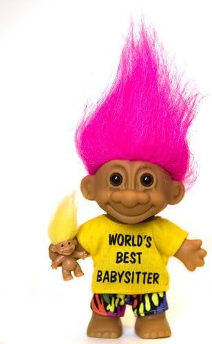 Russ My Lucky World's Best Babysitter Troll Doll with Baby Troll (Hot Pink Hair)