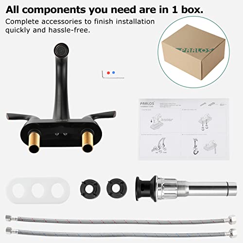 PARLOS Two-Handle Bathroom Sink Faucet with Metal Drain Assembly and Supply Hose Lead-Free cUPC Mixer Double Handle Tap Deck Mounted Oil Rubbed Bronze, 13597