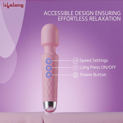 Image of Lifelong Massager Machine for Women -Rechargeable Wireless Mini Body Massager with 20 Vibration Modes,Fast Charging, 8 Speeds and Water Resistant-Massager Machine for Full Body