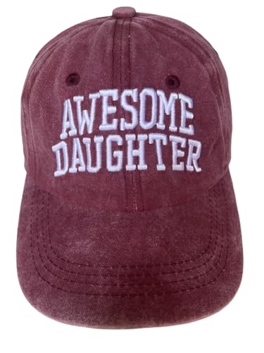 ADUPOKK Awesome Daughter Hat Girl Dad Hat Gifts for Daughter Dad Birthday Vintage Baseball Cap Daughter Gifts from Dad Mom Claret
