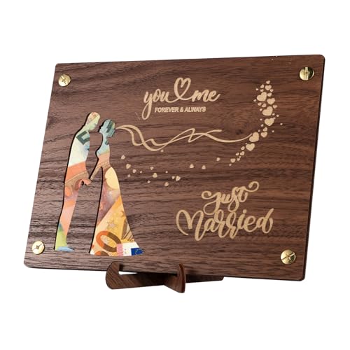 Marco De Madera Para Regalar Dinero En Bodas — Con Tarjeta Felicitación, Tamaño A5 | Regalo Original Para Novios O Luna De Miel
