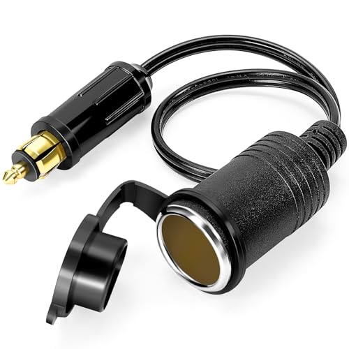Image of WOWLED European Male Din Plug Cigarette Lighter Adapter Socket 12V, 30CM Hella(Din) to Standard Cigarette Lighter Adapter for Motorcycle and Truck