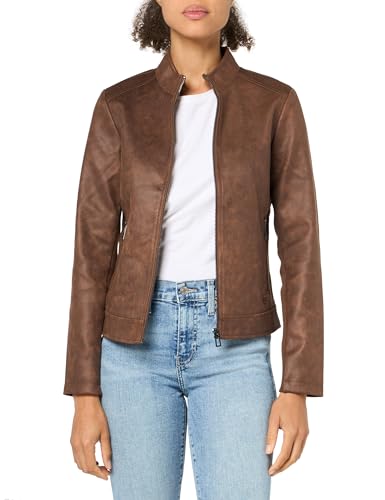 Manteau en pu tissé pour femme long chaud veste marron automne