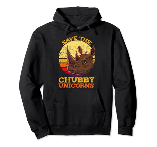 Save The Chubby Unicornios Vintage Rhino Art Design Sudadera con Capucha