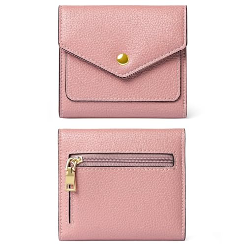 Leather Small Wallet for Women RFID Blocking Credit Card Holder Organizer Mini Bifold Zipper Coin Purse
