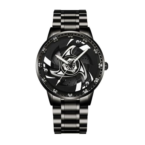Image of GOLDENIZE FASHION Branded Men's Sport Quartz Watch Arrow Wheel Dial 360 Rotating Casual Fashion Stainless Steel Alloy Mens & Boy's Luxury Metal Gift Creative Watch