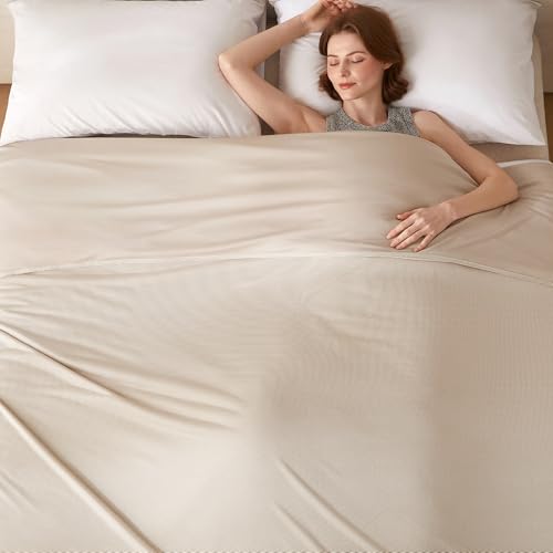 Image of COOVA Cooling Blanket for Hot Sleepers,Lightweight Summer Cold Thin Blanket for Night Sweats and Hot Flashes,Breathable Soft Blanket for Bed Couch Sofa,(Beige,90x108 inches)