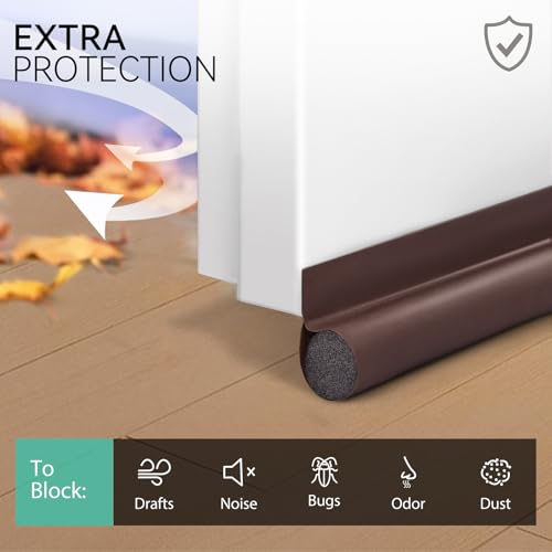 Image of MAXTID Under Door Draft Stoppers Brown 36 Inch Door Draft Blocker Draft Stoppers for Bottom of Doors Seal Gap Reduce Wind /Breeze, Cold Air, Dust, Smoke, Door Seal Strips Sweeps