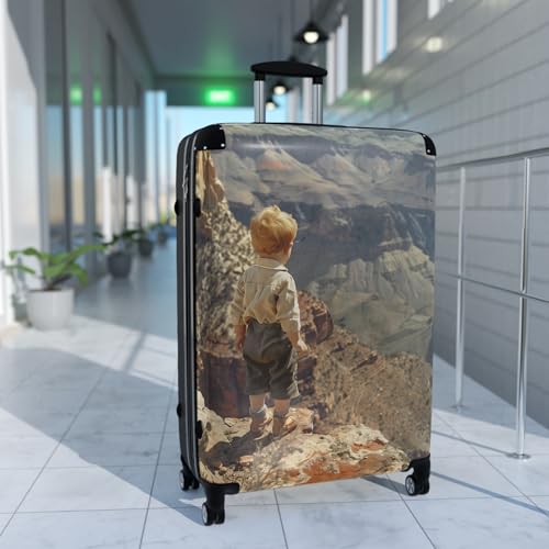 Kid On Cliff - Premium Travel Suitcase3