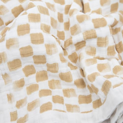 Image of Little Unicorn Newborn Receiving Quilt | Ultra- Soft, Multi-Layered Muslin Fabric | Gift for Newborns & on-The-go (Adobe Checker)