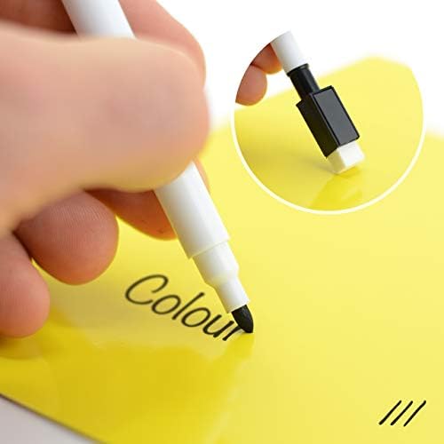 CKB LTD Pack of 6 Coloured Squares Magnetic Whiteboards that stick to your fridge Dry Wipe Planner Magnet Signage Sheet With Marker & Pen Colourful Kitchen Notice Large Daily Menu Shopping To Do List