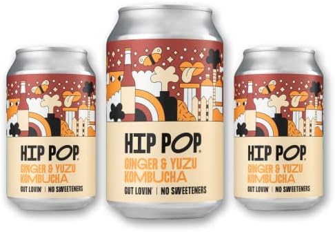 Hip Pop Kombucha  Ginger Yuzu Vegan Flavour  24 x 330ml Authentic Fermented Kombucha Drink Non Alcoholic Drinks Gift Set  Kombucha Tea Drink