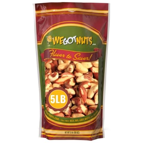 Raw Brazil Nuts - 5 Pounds, Natural, Unsalted, Shelled, No Preservatives, Kosher Certified- Natural, Fresh, Healthy Diet Snacks for Kids and Adults-by We Got Nuts Cover