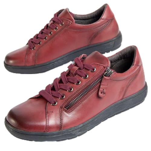 Purapiel - Ailina 99457 kvinnors fritidssko i läder, Vinröd, 39 EU