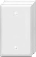 ZEFTV Unbreakable 1-Gang Blank Wall Plates (4 Pack) - Thermoplastic White Covers for Switches & Outlets