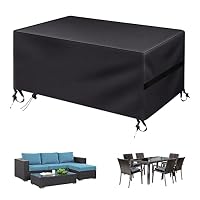 fireowl Garden Furniture Cover Waterproof - 180x120x74cm Rectangular Outdoor 4-6 Seater Patio Rattan Table & Chair Set Covers - 600D Heavy Duty Outside Sofa Protector for Dining Bench Set