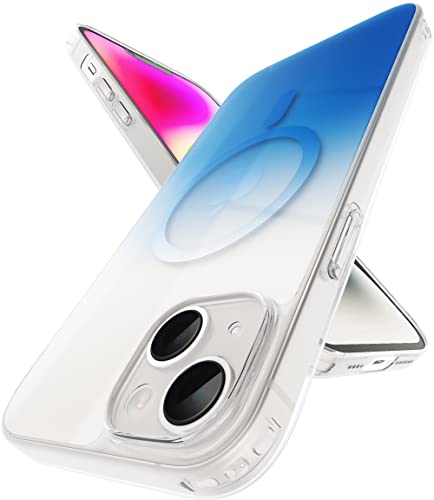 Image of Vaku Luxos Zurich MAGPRO Gradient Colored for iPhone 14 Plus Cover Case, Transparent, 6 Feet Drop Protection, Shockproof, Scratch Resistant, Slim, Compatible with MagSafe Back Cover - Blue