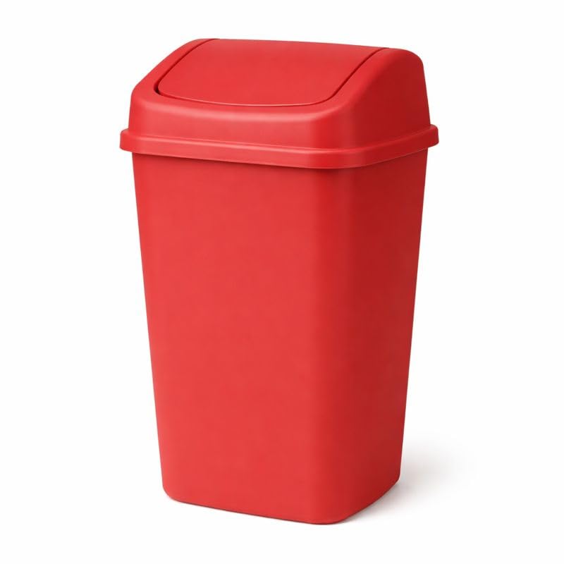 Caneca de basura plástica roja 10 L con tapa basculante