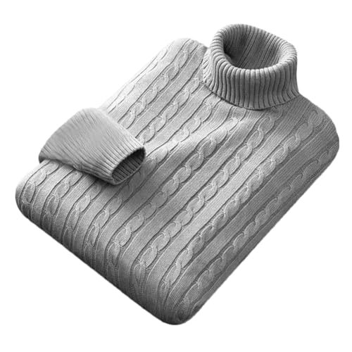 Men’s High Neck Pullover Sweater Winter Warm Knitted Woolen Solid Color Outdoor Casual Knit Sweatwear Tops