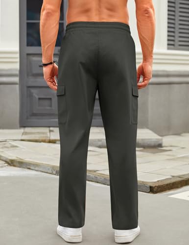 Coofandy Mens Wide Leg Lightweight Cargo Sweatpants Cotton Drawstring Trousers Working Pants For Men thumb #2