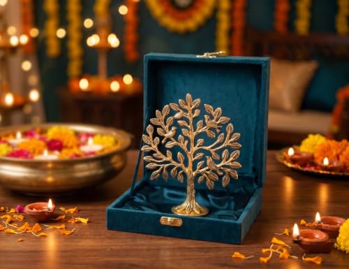 Image of KridayKraft Metal Kalpavriksha Tree of Life Showpiece - Gold Wish Fulfilling Tree for Vastu & Feng Shui | Good Luck Gift for Home, Temple, Office & Housewarming