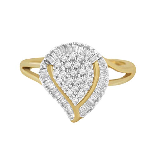 Haus of Brilliance 10K Yellow Gold Diamond Cluster Ring (1/2 Cttw, I-J Color, I1-I2 Clarity) - Size 7-1/2