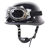  LUNANA Halboffenen Öffnen Motorradhelm ECE-Zertifizierung Vintage Helme mit Schutzbrille Einstellbare Halbschale Jet-Helm Bike Cruiser Scooter (55CM~64CM)