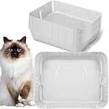 Bokon 25 Pcs Disposable Litter Boxes for Cats Plastic Cat Litter Tray Large Kitten Pan for Kitty Rabbit Guinea Pig Hamster Pets Supplies Travel Home Toilet, 15.7 x 11.8 x 3 Inches(White)