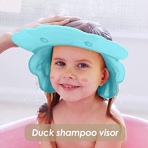 YHZMY 1 Pack Kid Shampoo Cap, Adjustable Baby Shower Hat, Hair Washing Shampoo Shield, Baby Shower Cap, Shampoo Shield, Kids Hair Washing Shield, for Toddlers, Infant Over 8 Month Cute Duck(Blue)