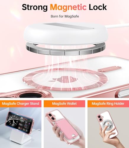 Image of mobistyle Designed for iPhone 16 Plus | Luxury Electroplating Mag-Safe Case | Camera Lens Protection Back Cover Case for iPhone 16 Plus (Meg-Safe Pink)