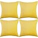 4 Paquets Housses de Coussin Imperméables Décoratif Extérieur Terrasse Balcon, Housse de Coussin Jardin Carré, Coque d'oreiller de Revêtement PU pour Canapé, Lit, Patio, 18 x 18 Pouces (Jaune)