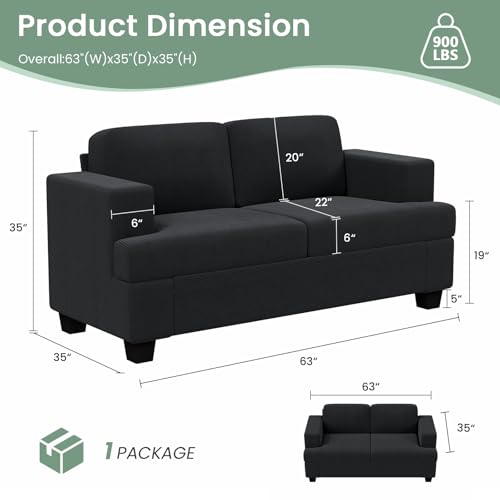 Fiona\'s magic 8 Seats Couch Set, 3 Piece Set Comfy Sofa, 3 Seater*2 & Loveseat Sofa with Deep Seats for Living Room, Modern Sleeper Couch, Black Corduroy
