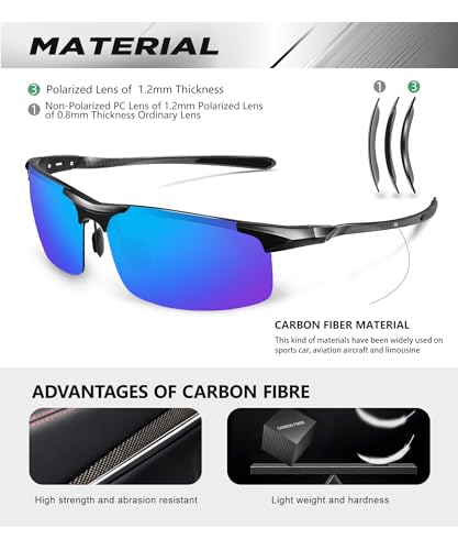 Image of ANYLUV Polarized Sunglasses for Men Carbon Fiber Sunglasses with UV400 Protection for Fishing Driving Gift