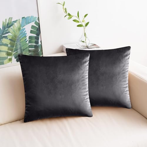 Imperial Rooms Cushion Covers 45 x 45 cm Pack of 2 Square Throw Velvet Pillow Cases Bedroom Decor Cushion for Sofa Living Room Car (Charcoal - Image 4
