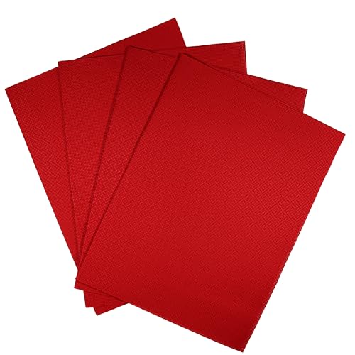 Image of KCS 4 pc of 12 inch x 18 inch 14CT Counted Cotton Aida Cloth Cross Stitch Fabric (Red)