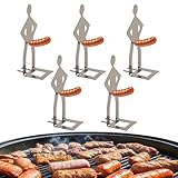 5 PCS Funny BBQ Stand Man Hot Dog Holder | Reusable Stainless Steel Hotdog and Sausage Stand | Portable Hot Dog Roaster-Barbecue Grill Accessories | Ideal for Camping and Novelty Party Gifts