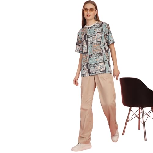 Image of Mack Jonney Printed Round Neck Cotton Regular Fit Oversize Half Sleeves Tshirt for Women(Pack of 3)-MACK631067