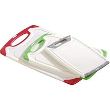 Esmeyer 303 030 3-piece Chopping Board Set with Coloured Edges, Plastic White