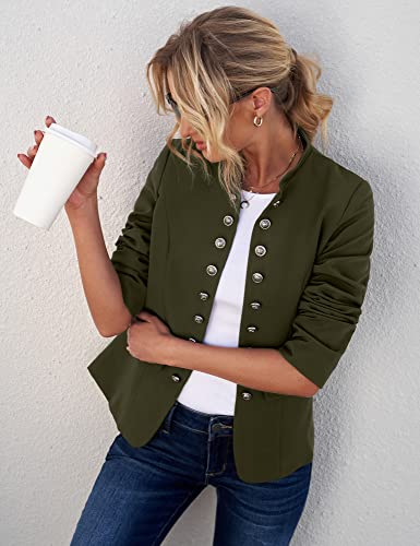Grapent Women's Business Casual Buttons Pockets Open Front Blazer Suit Cardigan Army Green Size Large (Us 12-14) #TOP5