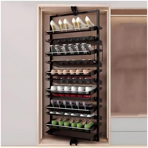 Store Display Rack Wall Mounted Storage Rack Convenience Store Automatic Rack Space Saving Assembled Display,360° Rotating Pull-Out Shoe Rack,Adjustable Height Multi-Layer Organizer,Vertical