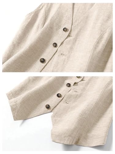 GORGLITTER Women's Button Down Vest Tops Casual Linen Sleeveless V Neck Trendy Business Waistcoat3