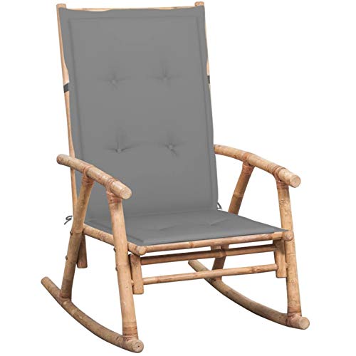 ZEYUAN Schaukelstuhl mit Auflagen, Schaukelsessel, Sessel Wohnzimmer, Stillsessel, Schwingsessel, Ohrensessel, Tv Sessel, Rocking Chair, Relaxsessel, Bambus